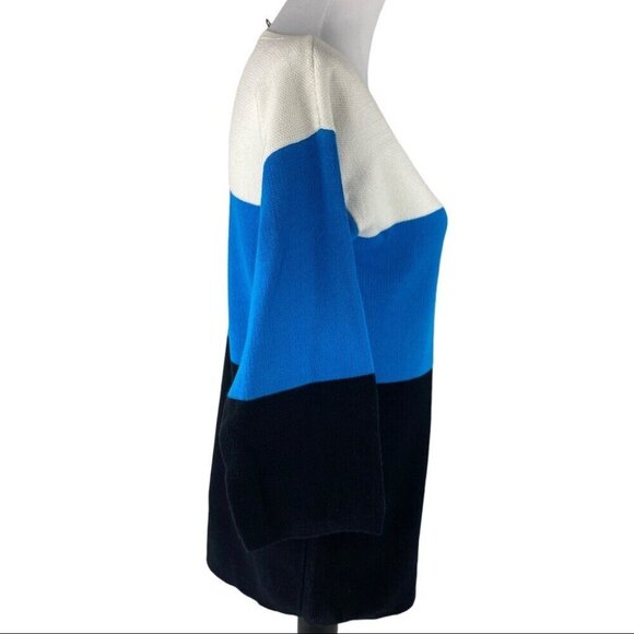 Adrienne Vittadini Women's Black Nautical Striped 3/4 Sleeve Tunic Sweater S/C36 - Picture 2 of 7